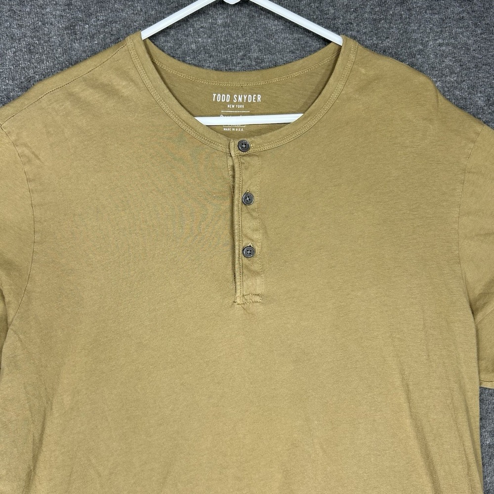 Todd Snyder Henley Shirt Mens XL Brown Short Sleeve Cotton Made in USA